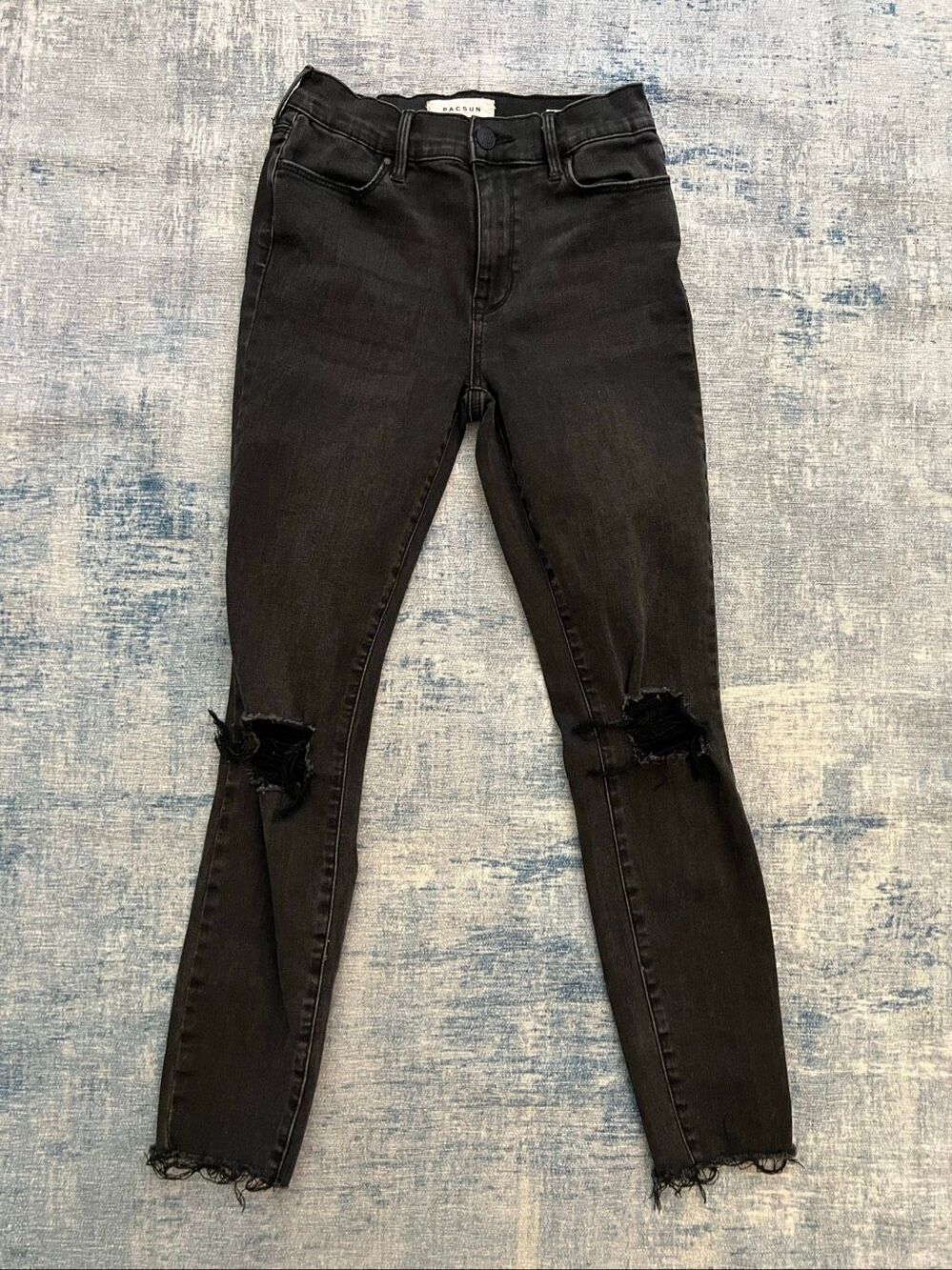 PacSun Black Distressed Busted Knee High Rise Ankle Jegging Women's 25"